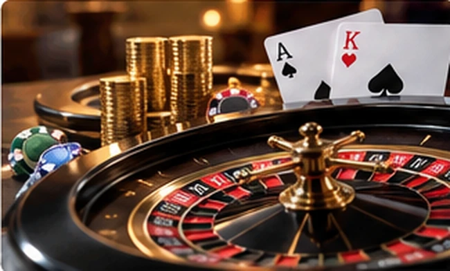 Roulette wheel and casino gaming chips