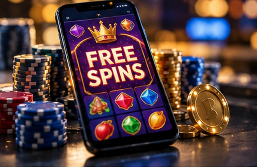 Free spins offer shown on a mobile casino screen