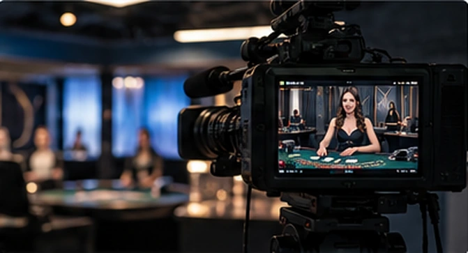 Video equipment used to broadcast a live dealer game.