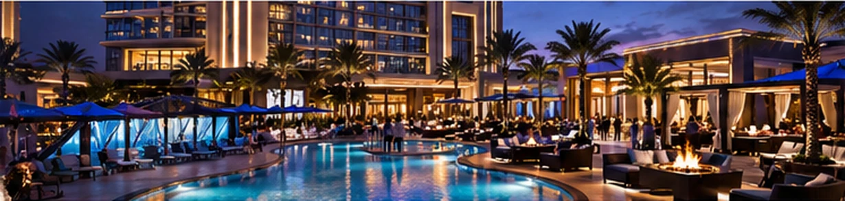 An evening view across a casino resort