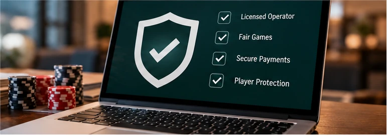 Online gaming platform illustrating casino account and consumer-protection verification