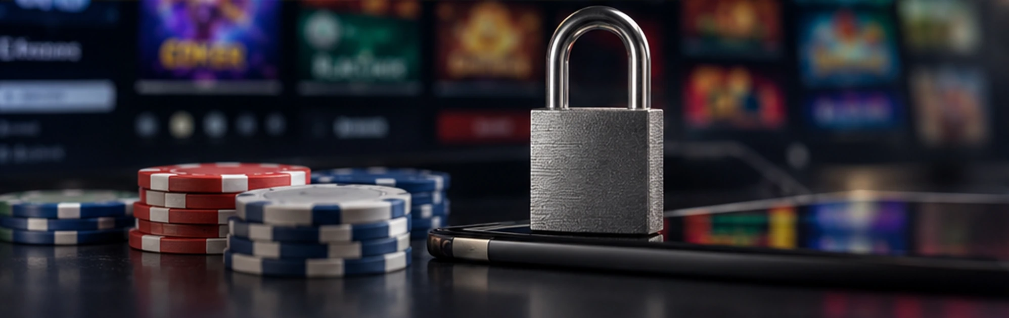 Online casino gambling access restricted by a padlock