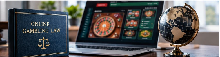 Online casino game interface and legal reference materials relating to responsible gaming